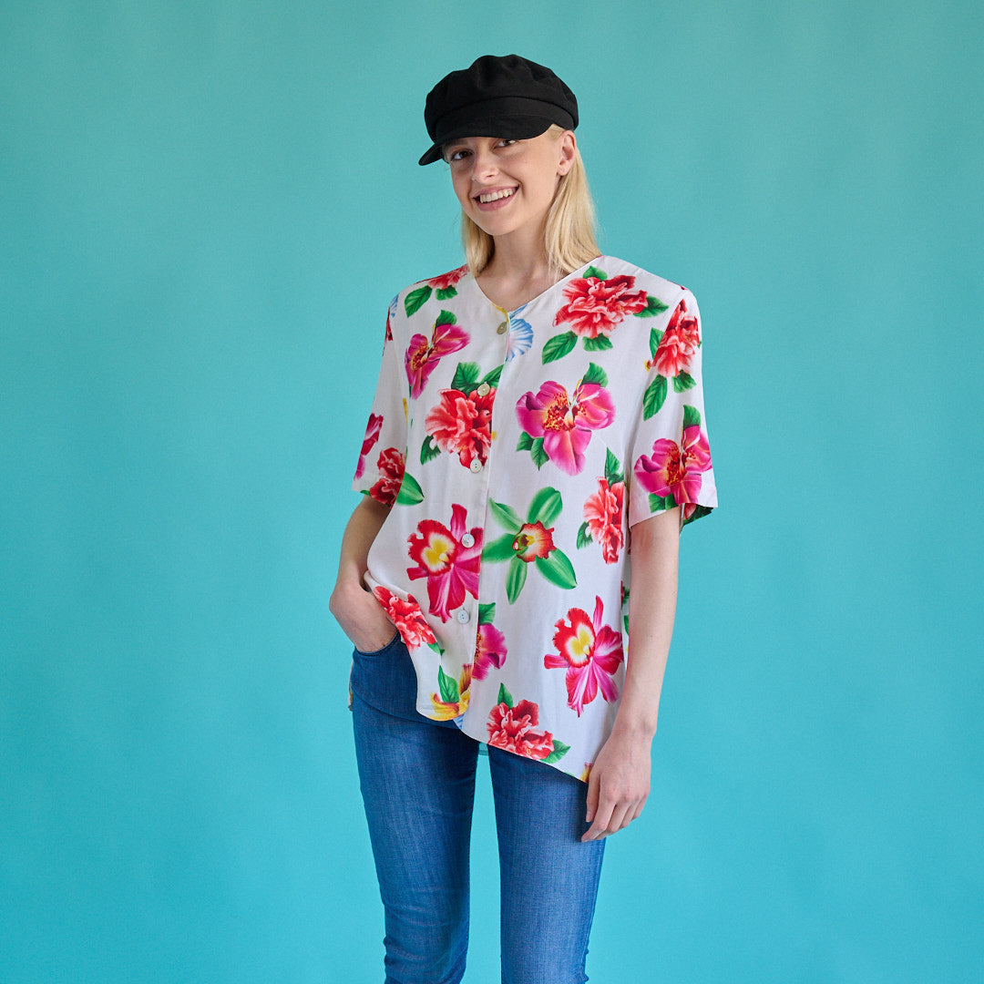 VIN-BLO-15489 Vintage πουκάμισο floral print XL