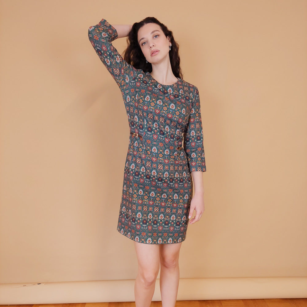 VIN-DR-30899 Vintage φόρεμα εμπριμέ S