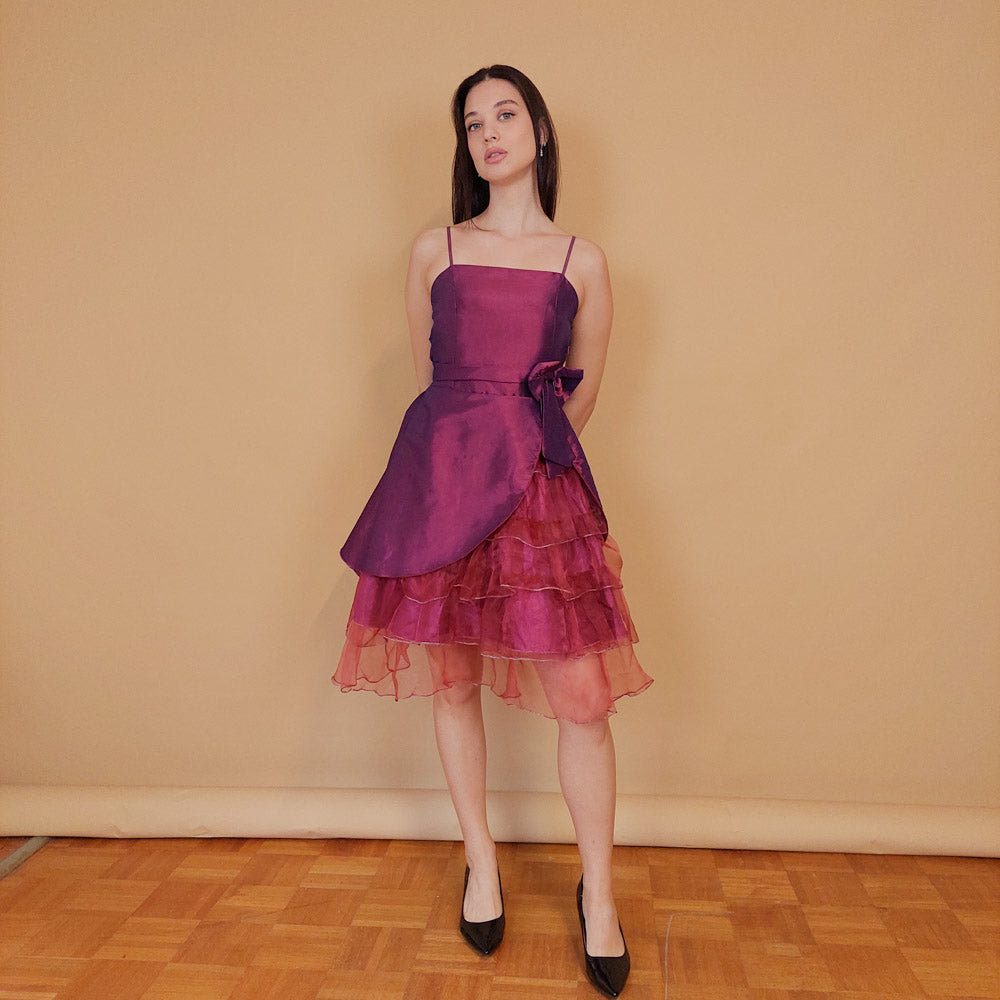 VIN-DR-29430 Vintage party φόρεμα από ταφτά S