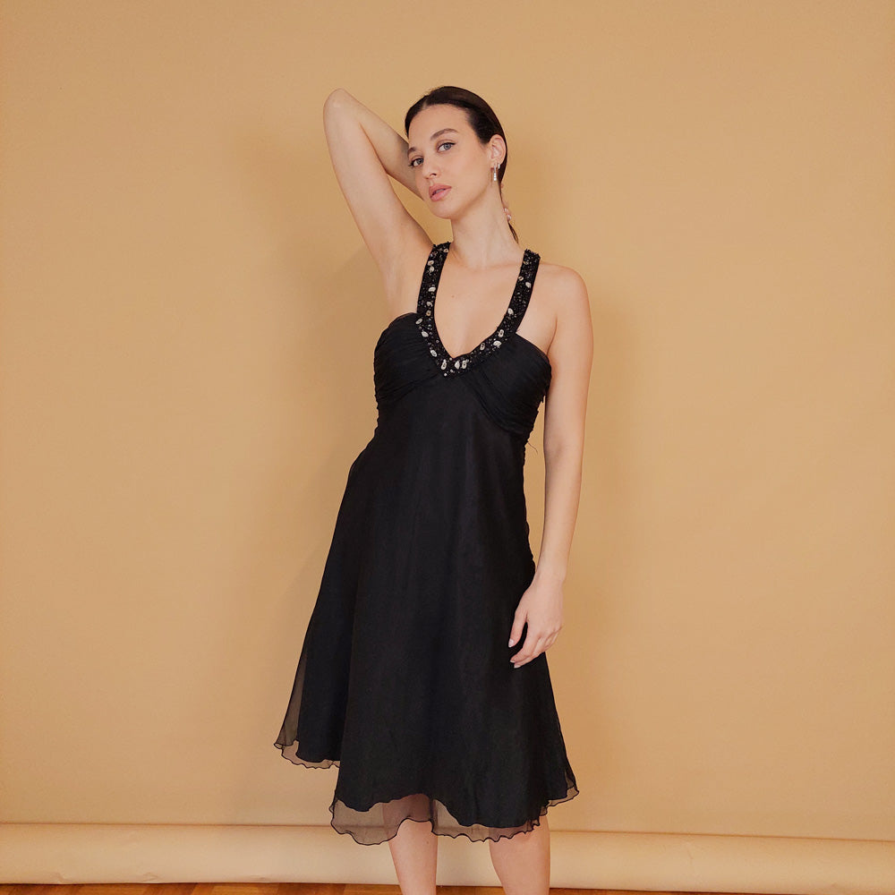 VIN-DR-29508 Vintage party φόρεμα μαύρο L