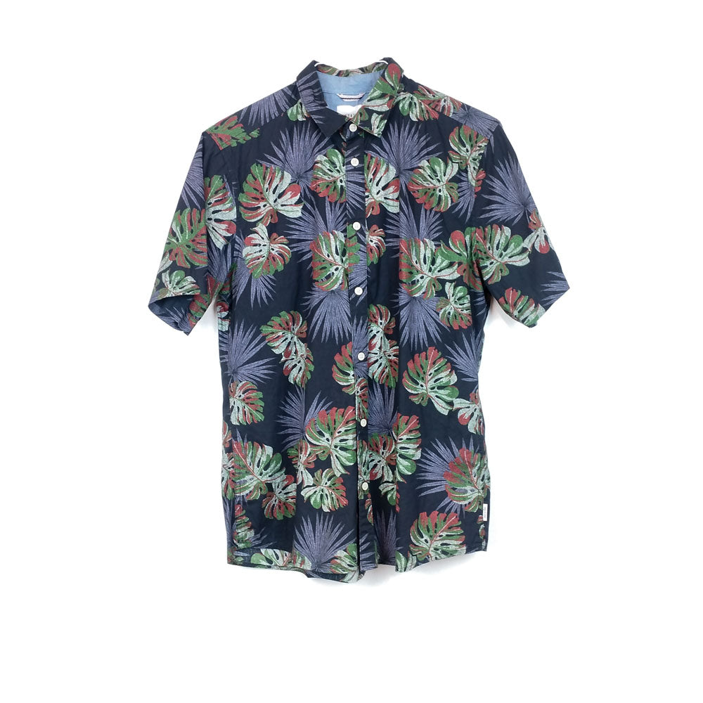 VIN-SHI-31862 Vintage πουκάμισο βαμβακερό hawaiian print M