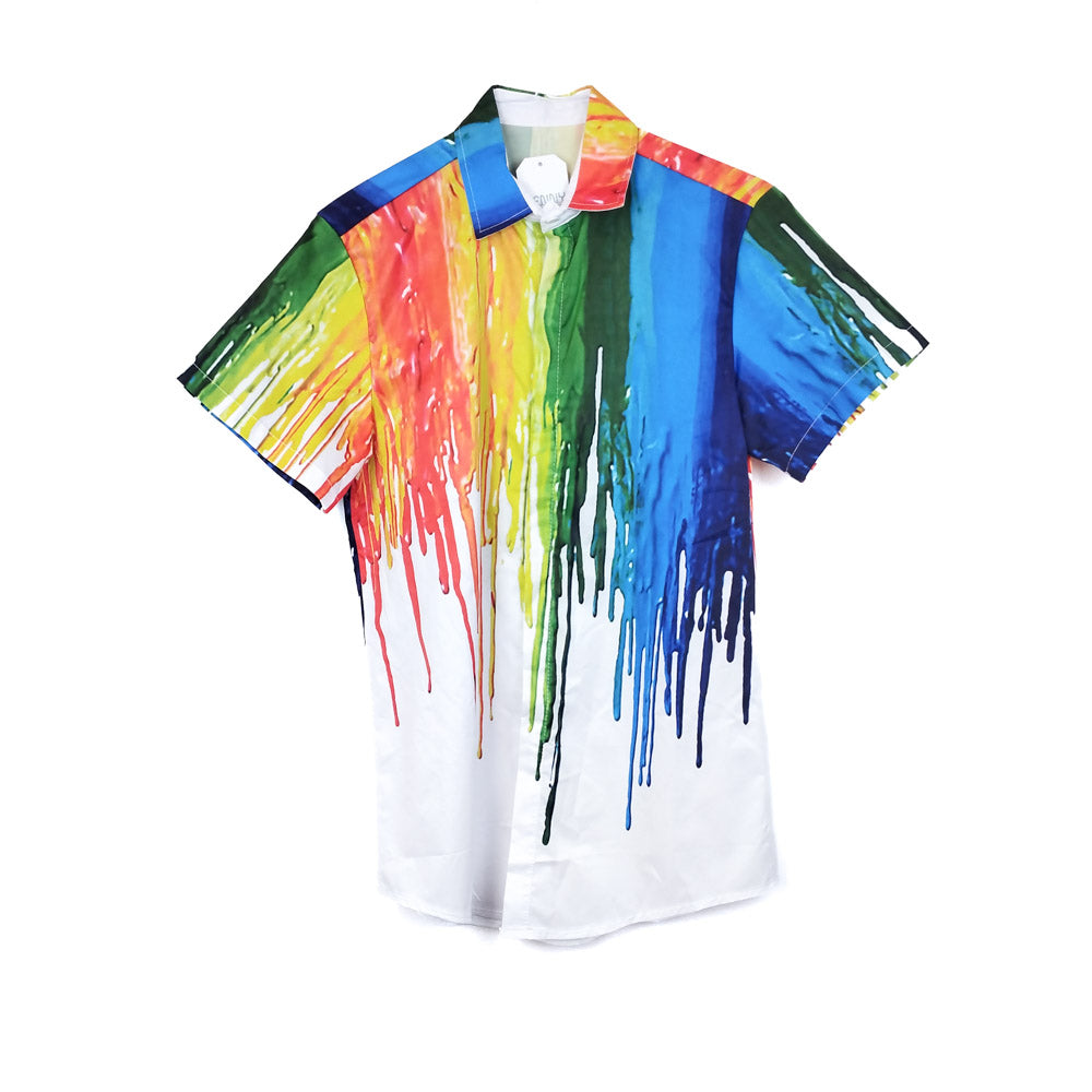 VIN-SHI-31855 Vintage πουκάμισο crazy pattern M