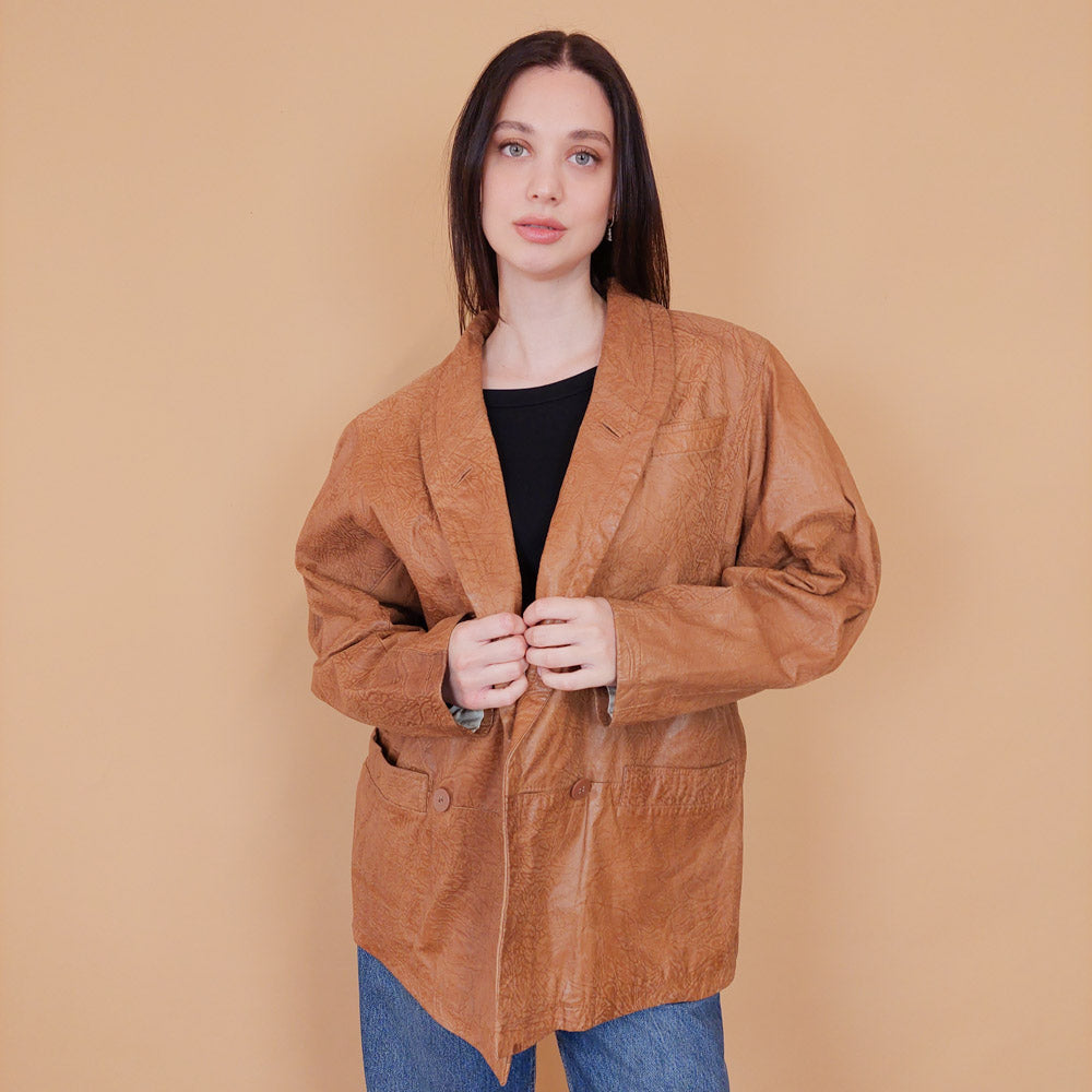 VIN-OUTW-31231 Vintage δερμάτινο τζάκετ L