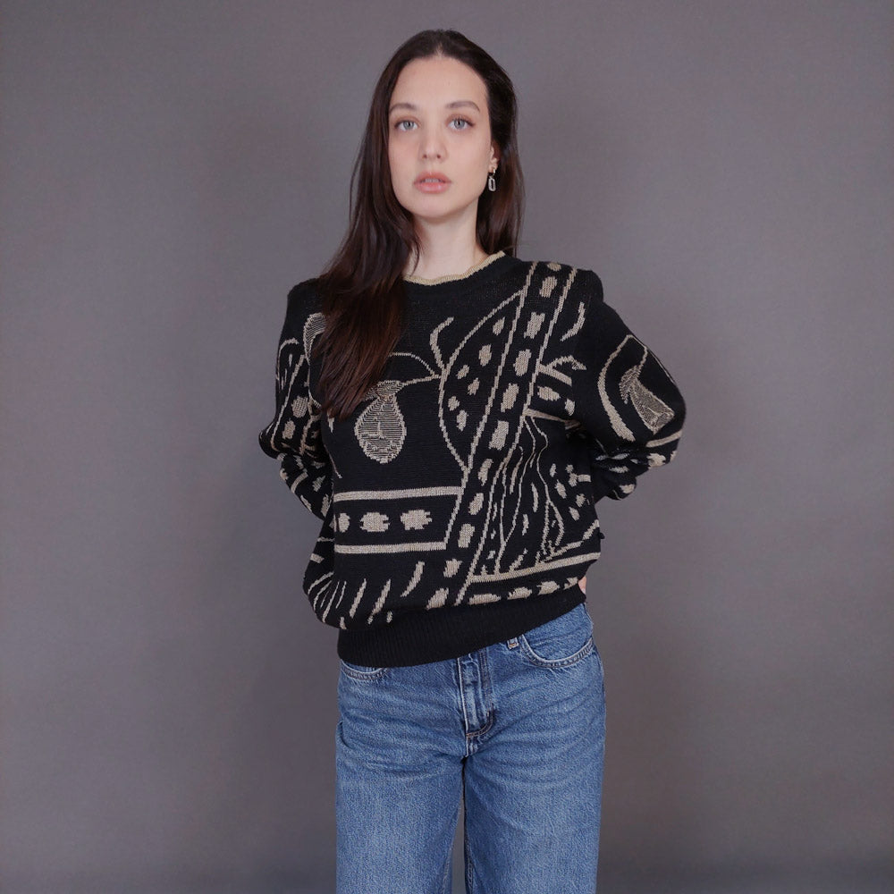 VIN-KNIT-33250 Vintage πλεκτή μπλούζα Μ