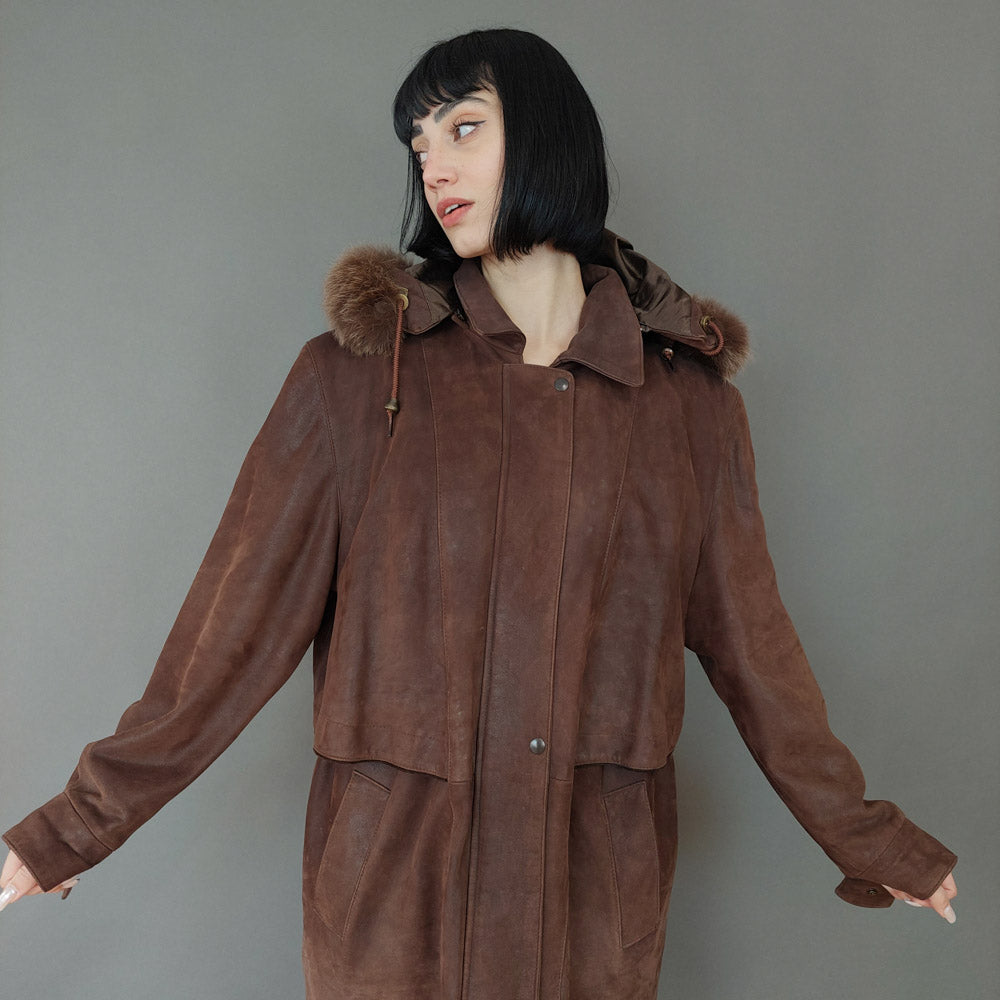 VIN-OUTW-26428 Vintage suede τζάκετ parka ΧL