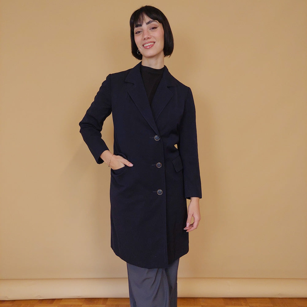 VIN-OUTW-29415 Vintage πανωφόρι μακρύ μπλε S