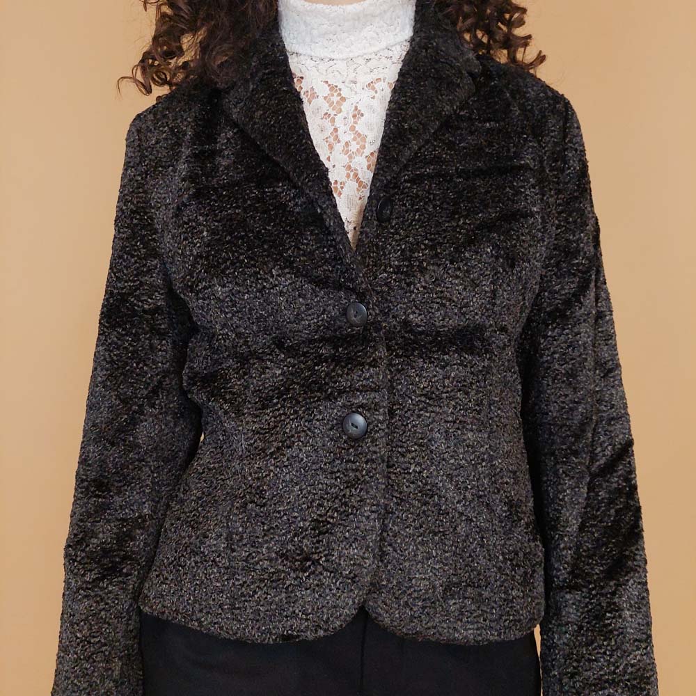 VIN-OUTW-29165 Vintage σακάκι καφέ μαύρο S