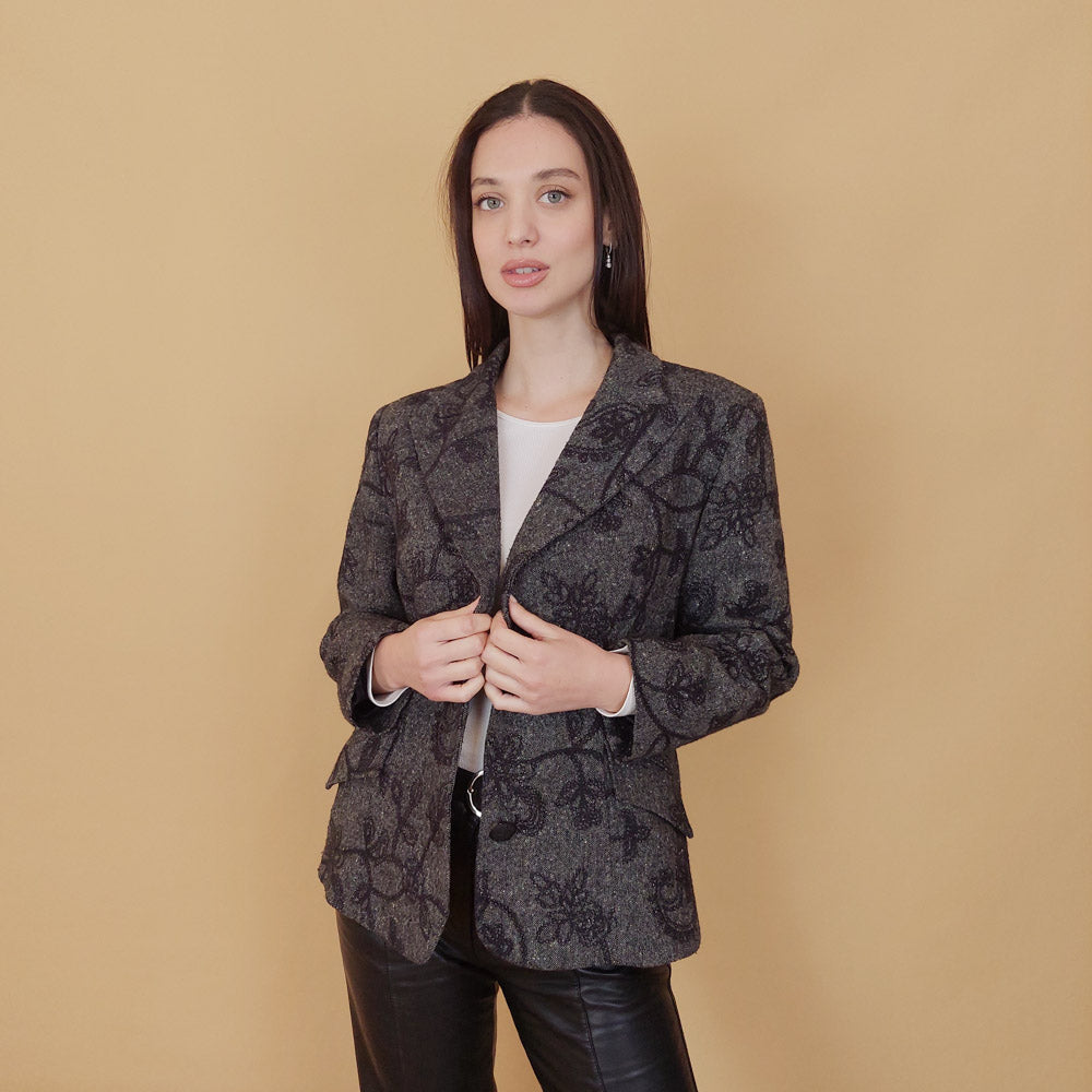 VIN-OUTW-29779 Vintage σακάκι με ανάγλυφο πριντ M