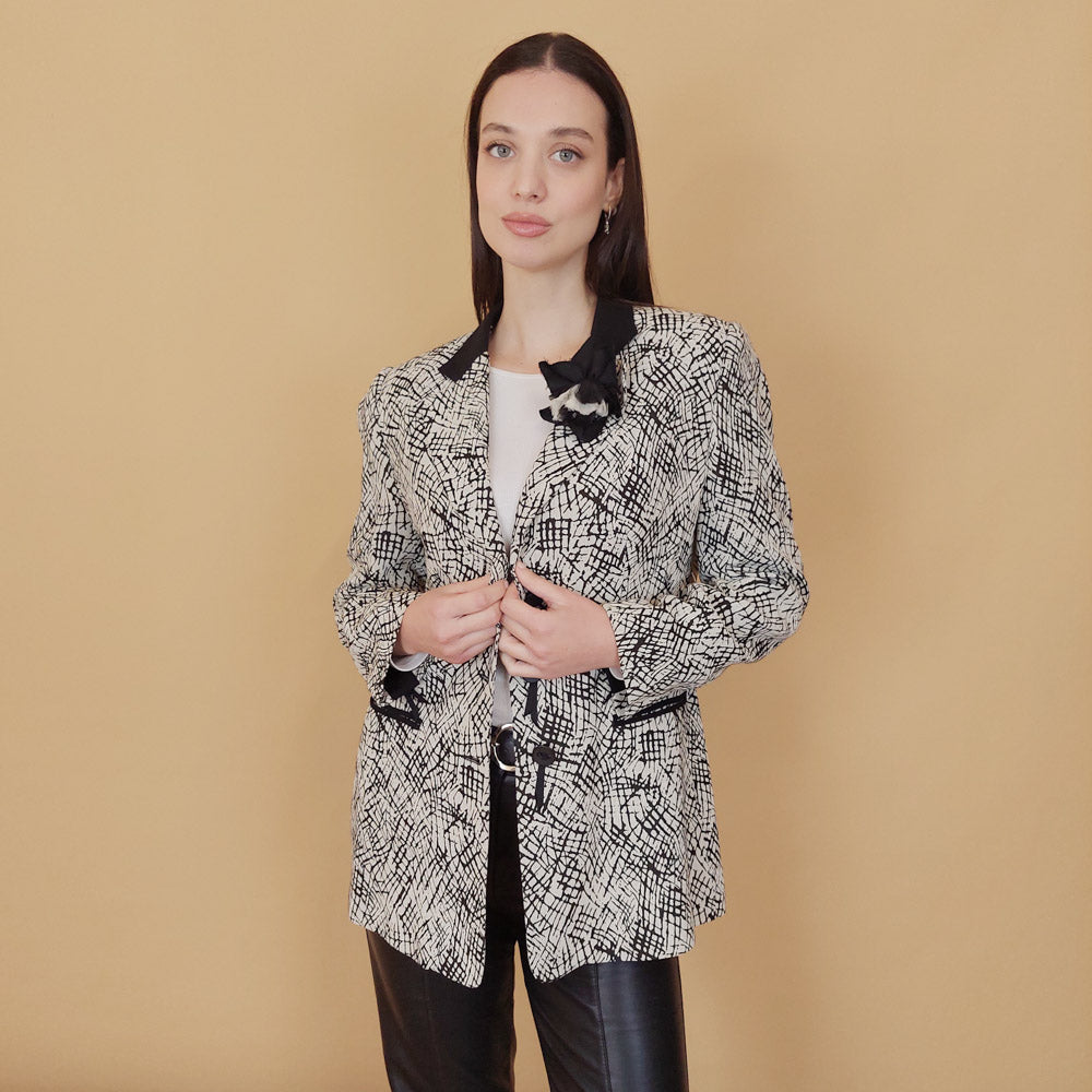 VIN-OUTW-29780 Vintage σακάκι ασπρόμαυρο S