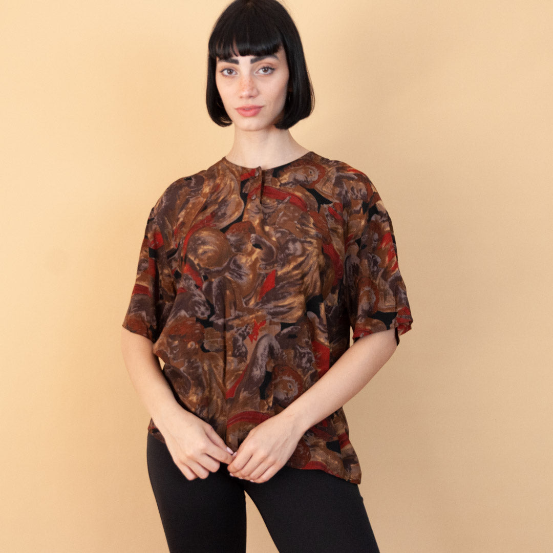 VIN-BLO-23909 Vintage μπλούζα εμπριμέ M-L