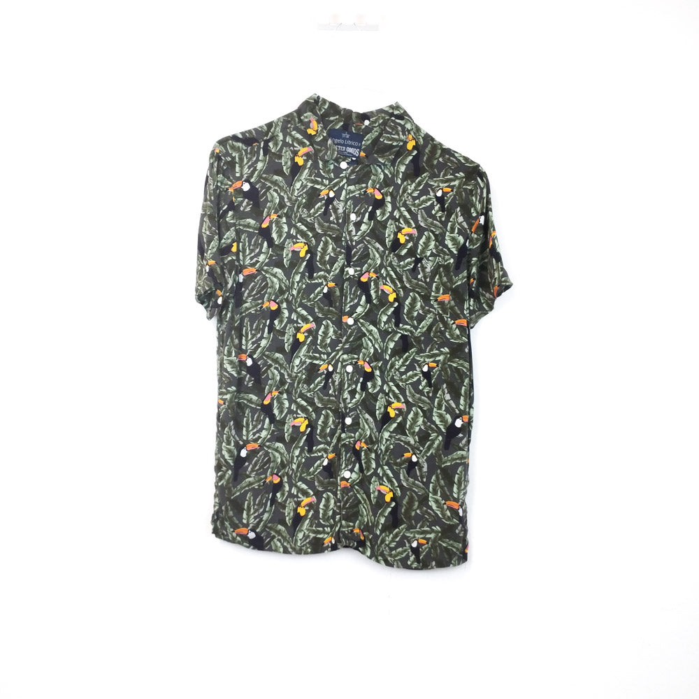 VIN-SHI-31458 Vintage πουκάμισο Hawaiian print S