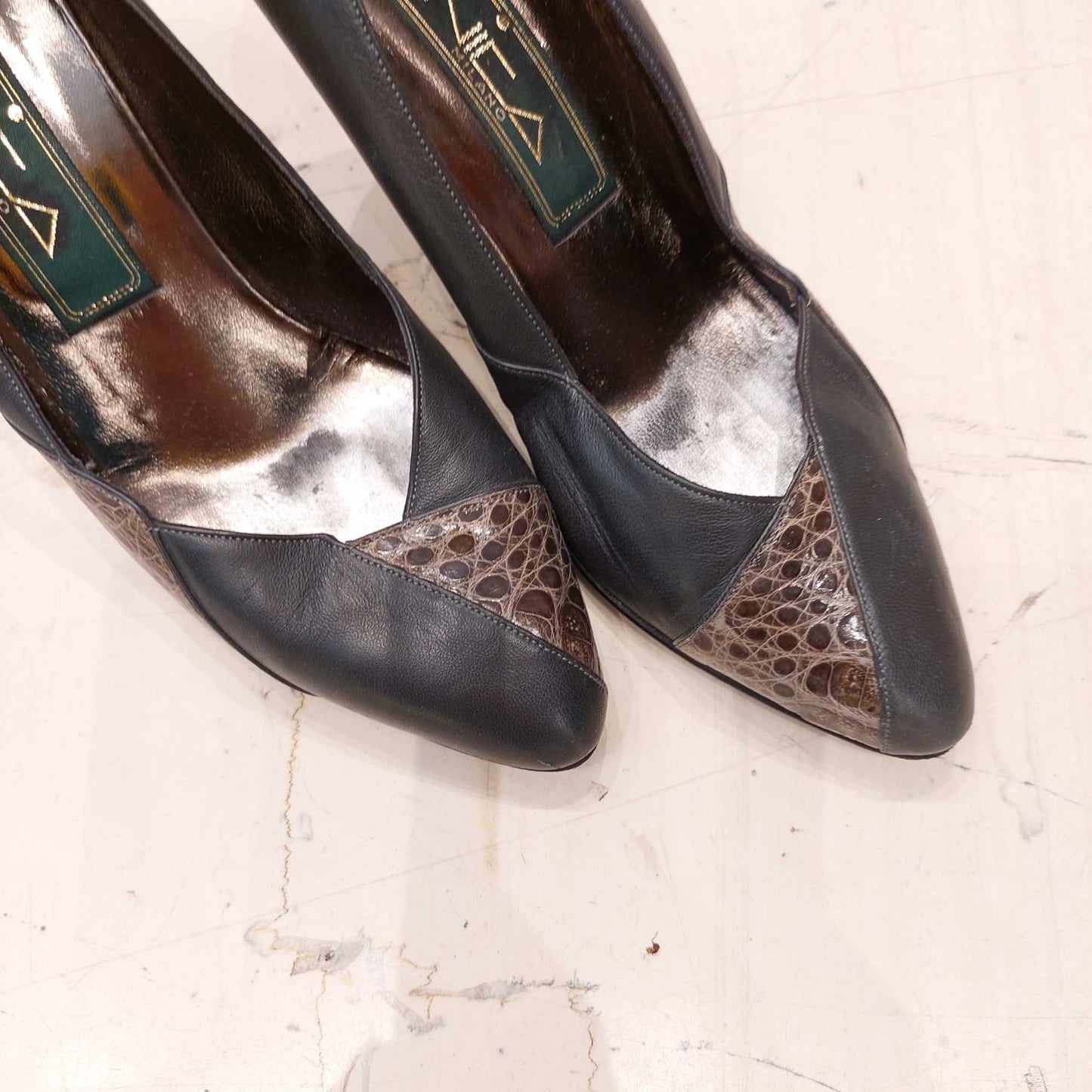 VIN-FTW-19769 Vintage ιταλικά παπούτσια γκρι 36.5