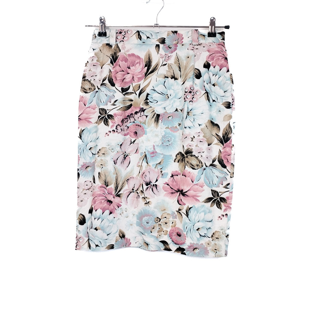 VIN-SKI-31881 Vintage φούστα μίντι φλοράλ Μ