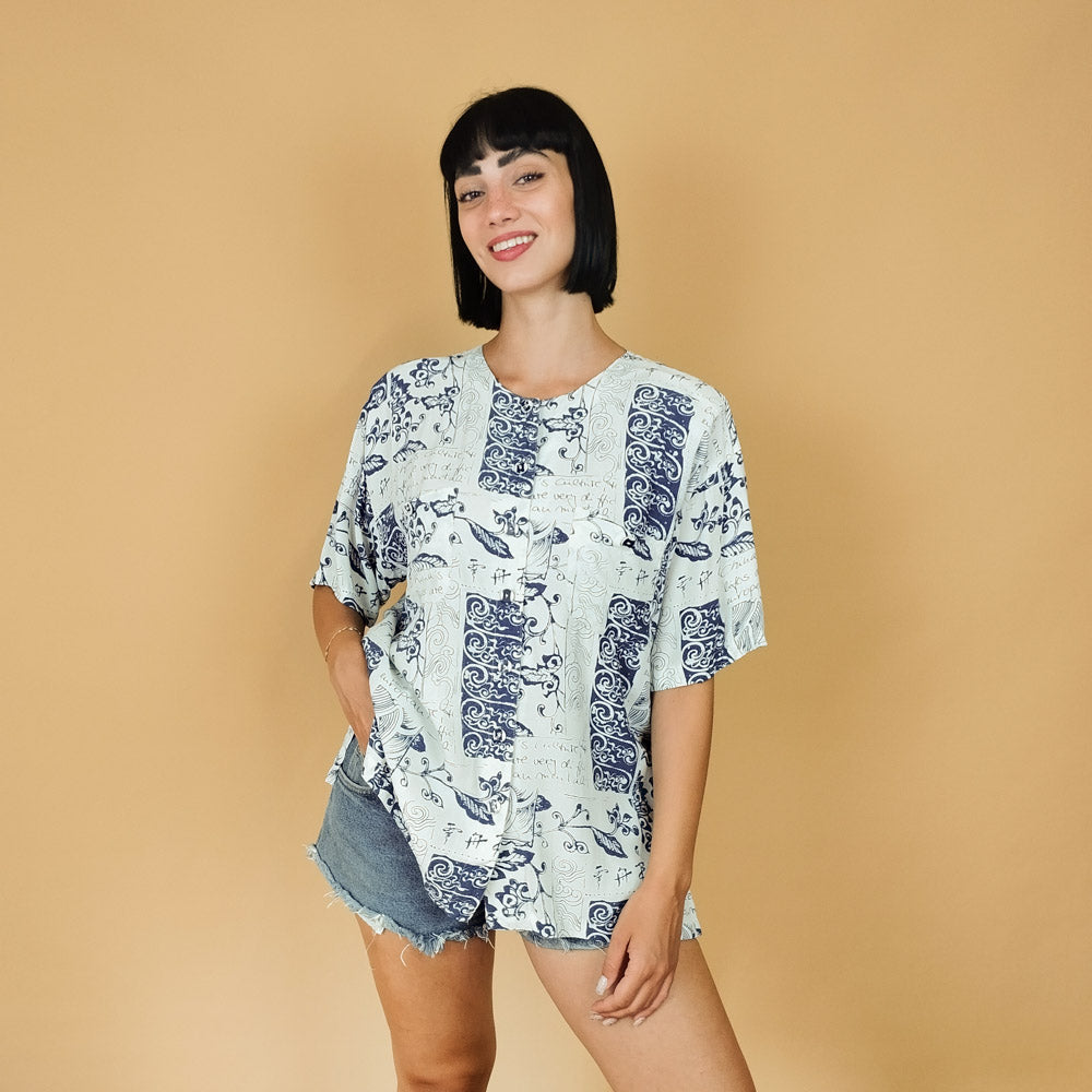 VIN-BLO-27976 Vintage πουκάμισο με σχέδια L