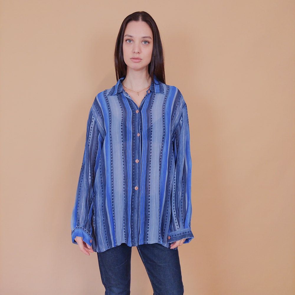 VIN-BLO-32604 Vintage πουκάμισο εμπριμέ XL