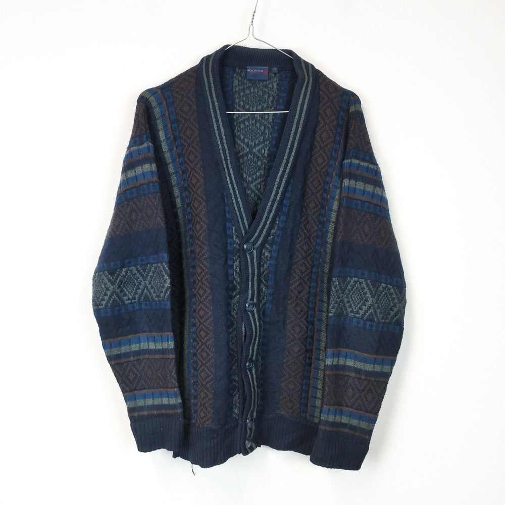 VIN-KNIT-29347 Vintage πλεκτή ζακέτα μάλλινη S