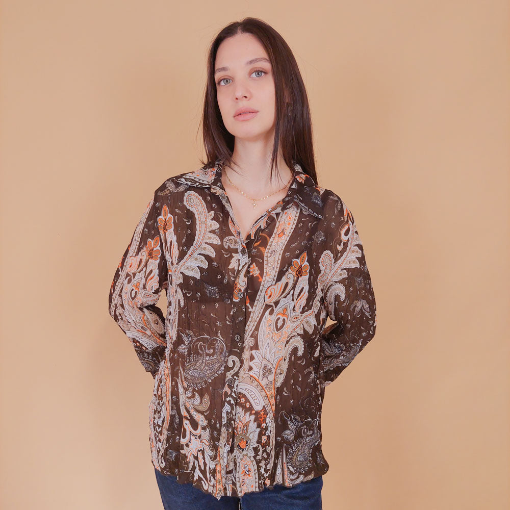 VIN-BLO-32549 Vintage πουκάμισο εμπριμέ M-L