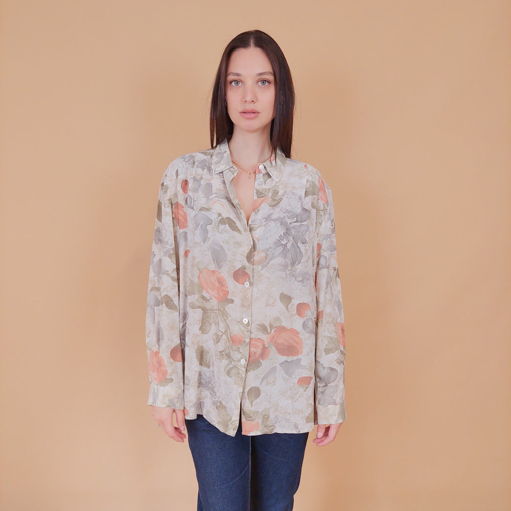 VIN-BLO-32550 Vintage πουκάμισο βισκόζη floral L-XL