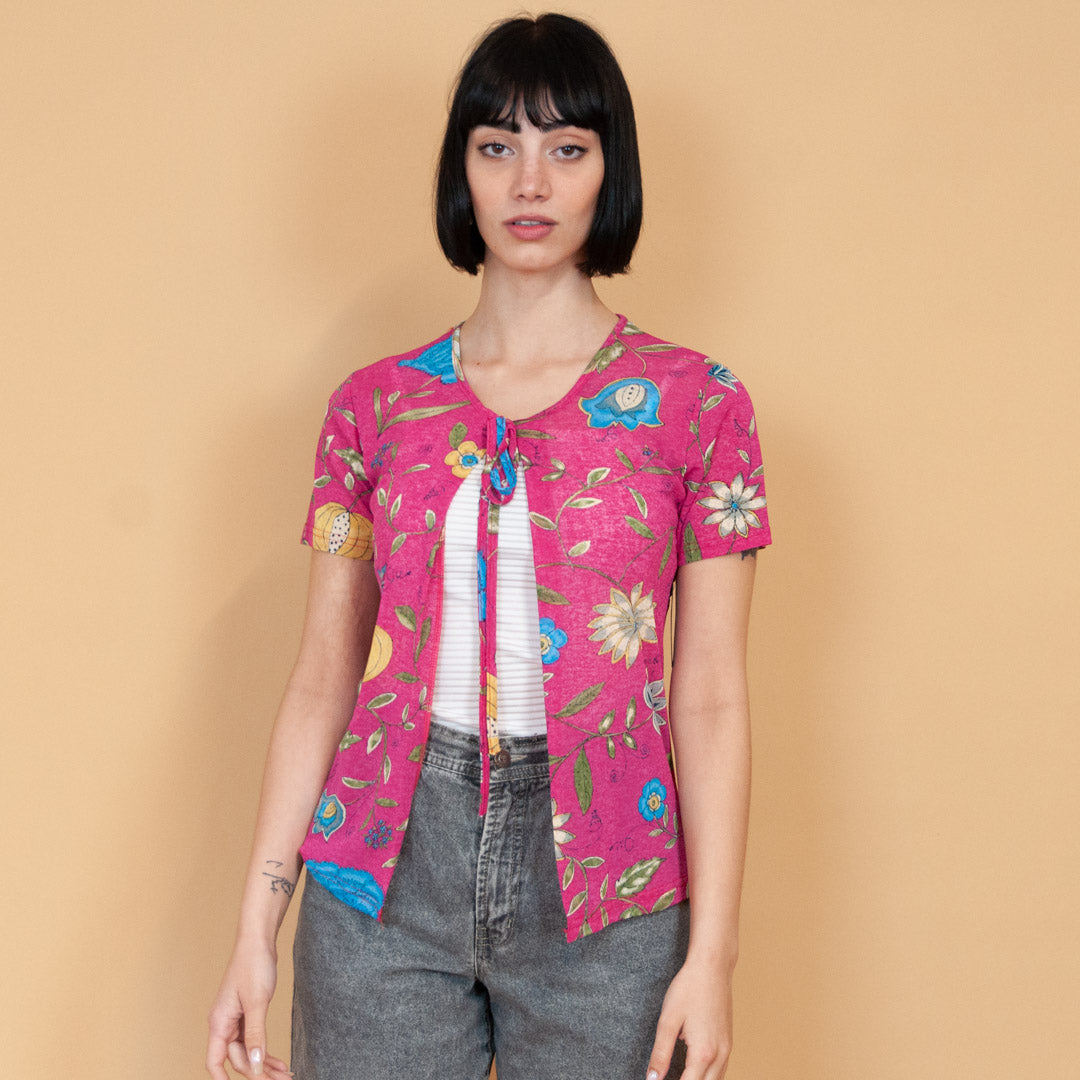 VIN-BLO-23052 Vintage μπλούζα φλοράλ S