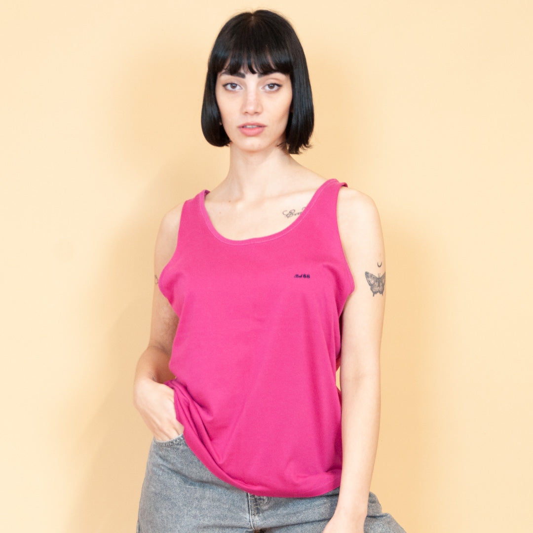 VIN-BLO-22315 Vintage αμάνικη μπλούζα φούξ L