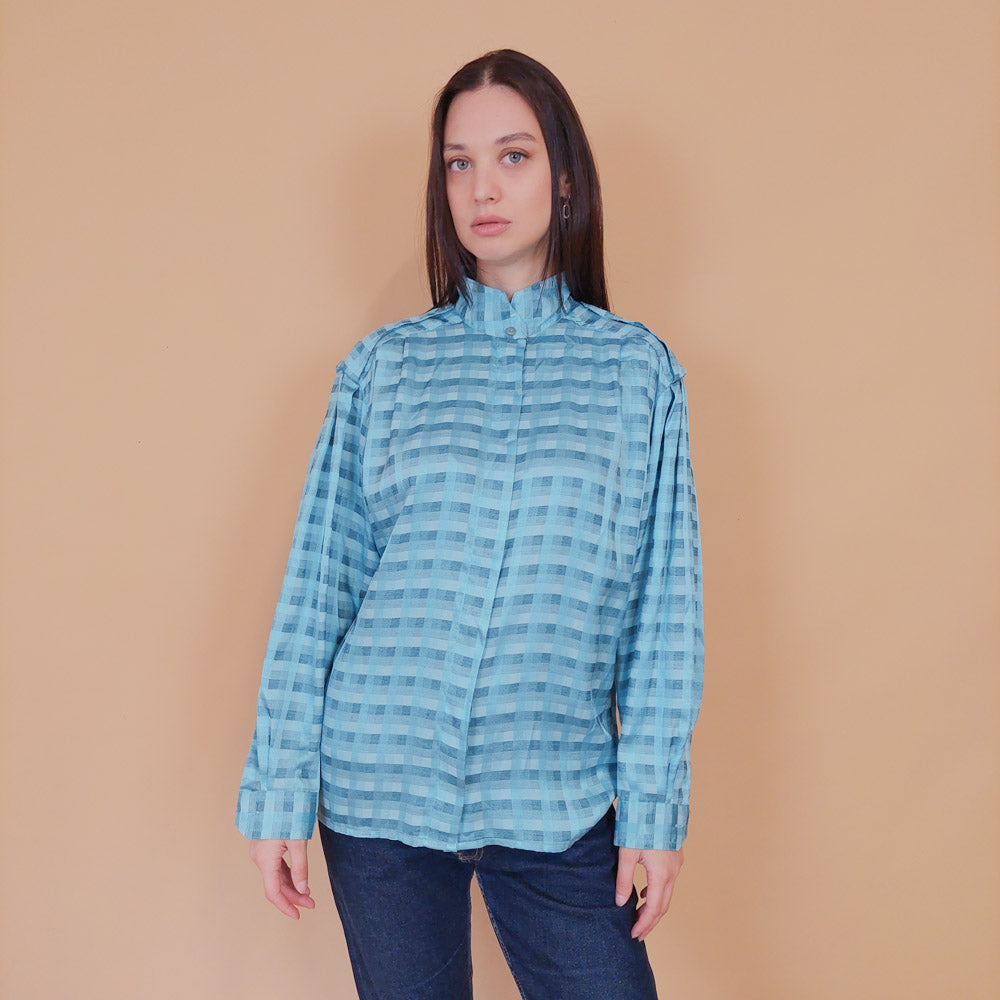 VIN-BLO-32530 Vintage πουκάμισο σιέλ M