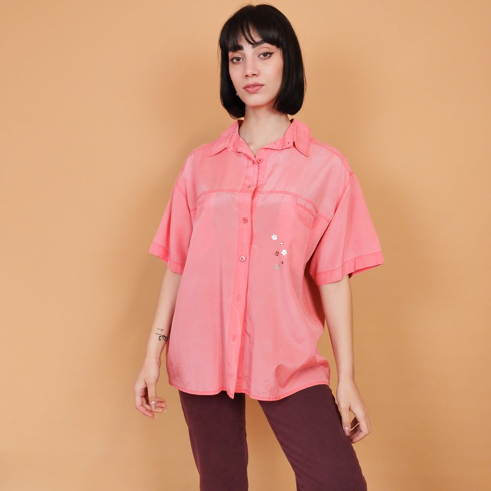 VIN-BLO-27389 Vintage πουκάμισο καρπουζί L-XL