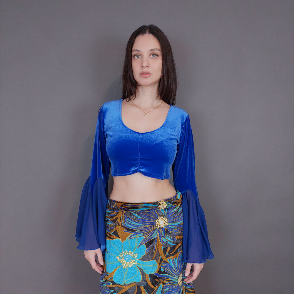 VIN-BLO-33279 Vintage τοπ βελουτέ M-L