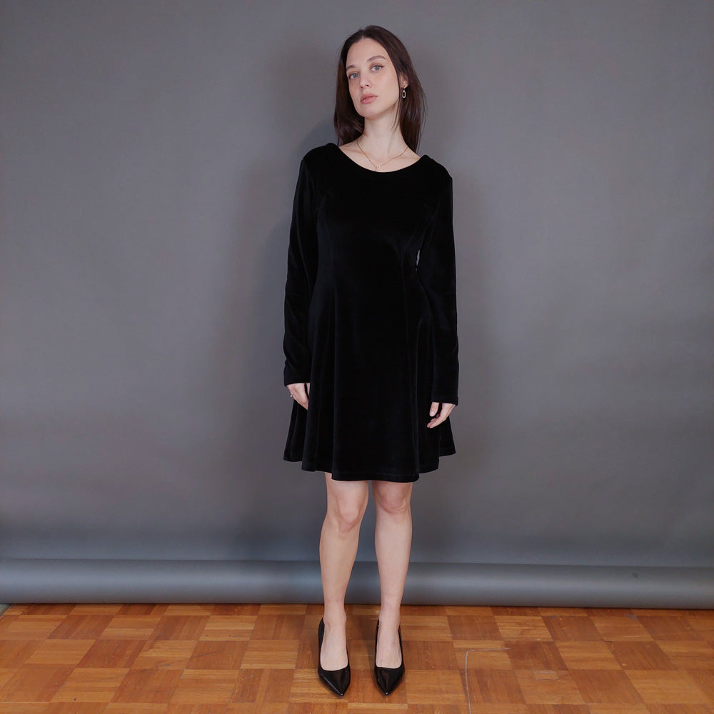 VIN-DR-33293 Vintage φόρεμα βελουτέ μαύρο M-L