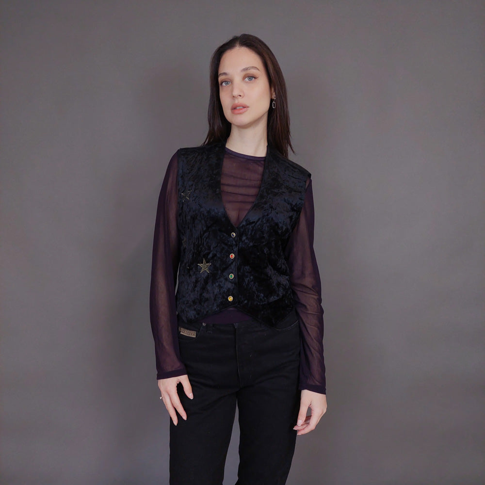 VIN-OUTW-32912 Vintage γιλέκο βελουτέ boho style M