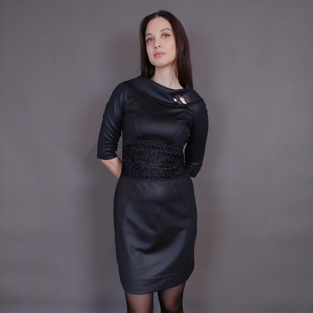 VIN-DR-32952 Vintage φόρεμα μαύρο επίσημο S