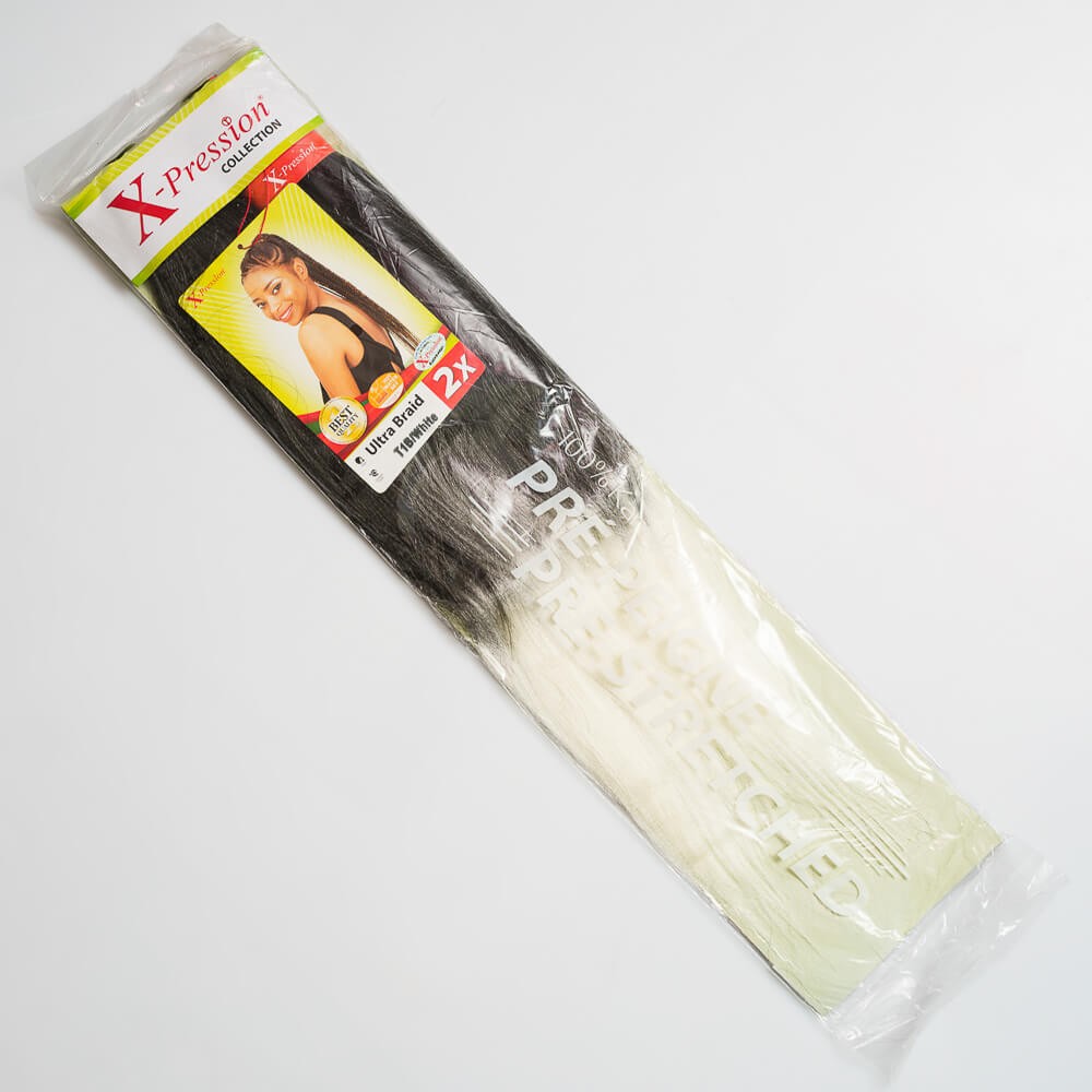 X-Pression Pre Streached – T1B/WHITE X-Pression Ultra Braid Hair