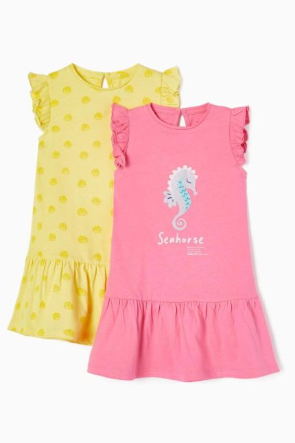 Ζippy Kids σετ 2 φορέματα baby κίτρινο ροζ