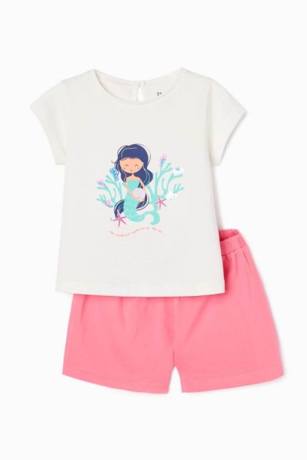 Zippy kids σετ baby γοργόνα λευκό/ροζ