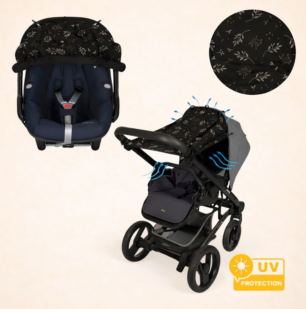 Dooky Ηλιοπροστασία καροτσιού UPF50+ Romantic Leaves Black DK-126711