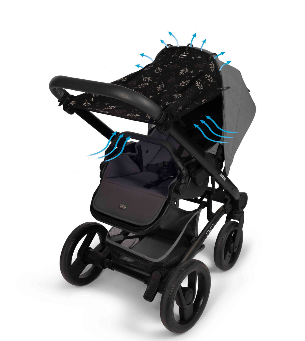 Dooky Ηλιοπροστασία καροτσιού UPF50+ Romantic Leaves Black DK-126711