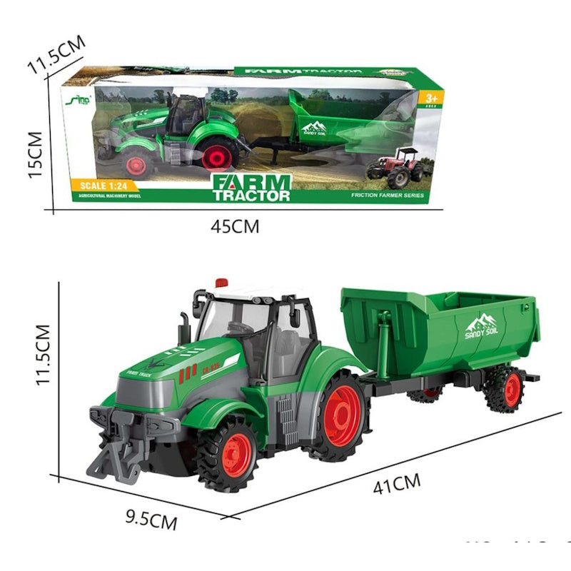 Τρακτέρ 41cm Με Καρότσα 1:24