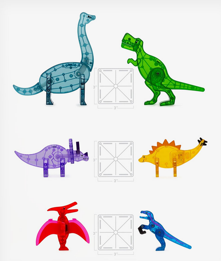 Magna-Tiles Μαγνητικό Παιχνίδι Δεινόσαυροι XL 50 κομματιών 3+ Ετών