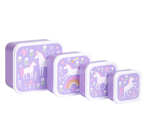 A little lovely company Σετ 4 δοχεία φαγητού Lunch &amp; Snack Box Unicorn Dreams SBSEUD73