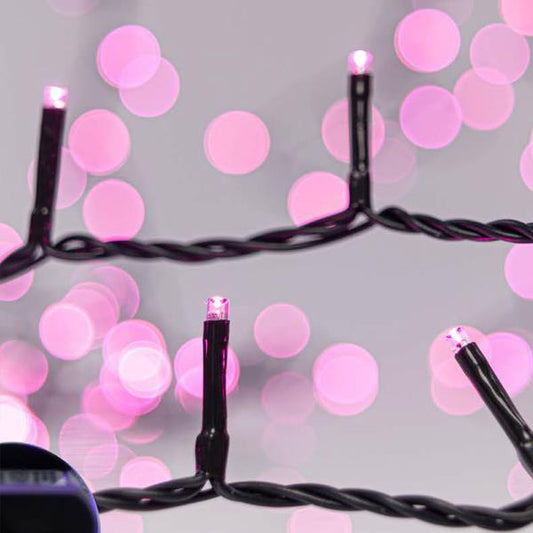 240 Led Σειρά 3mm,31V, Μετασχηματιστή με Μνήμη, Μετασχηματιστή με Προέκταση Παροχής 300cm, Πράσινο Καλώδιο, Ροζ Led