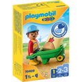 Playmobil 1.2.3 Εργάτης Οικοδομών Με Καρότσι 70409