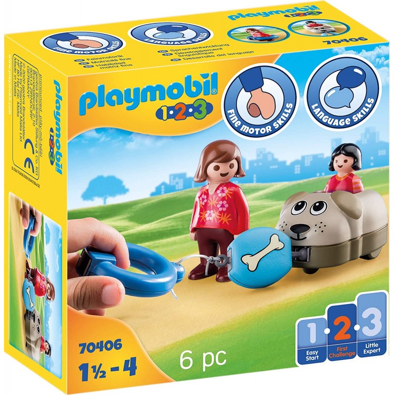Playmobil 1.2.3 Τρενάκι Με Βαγόνι-Σκυλάκι 70406