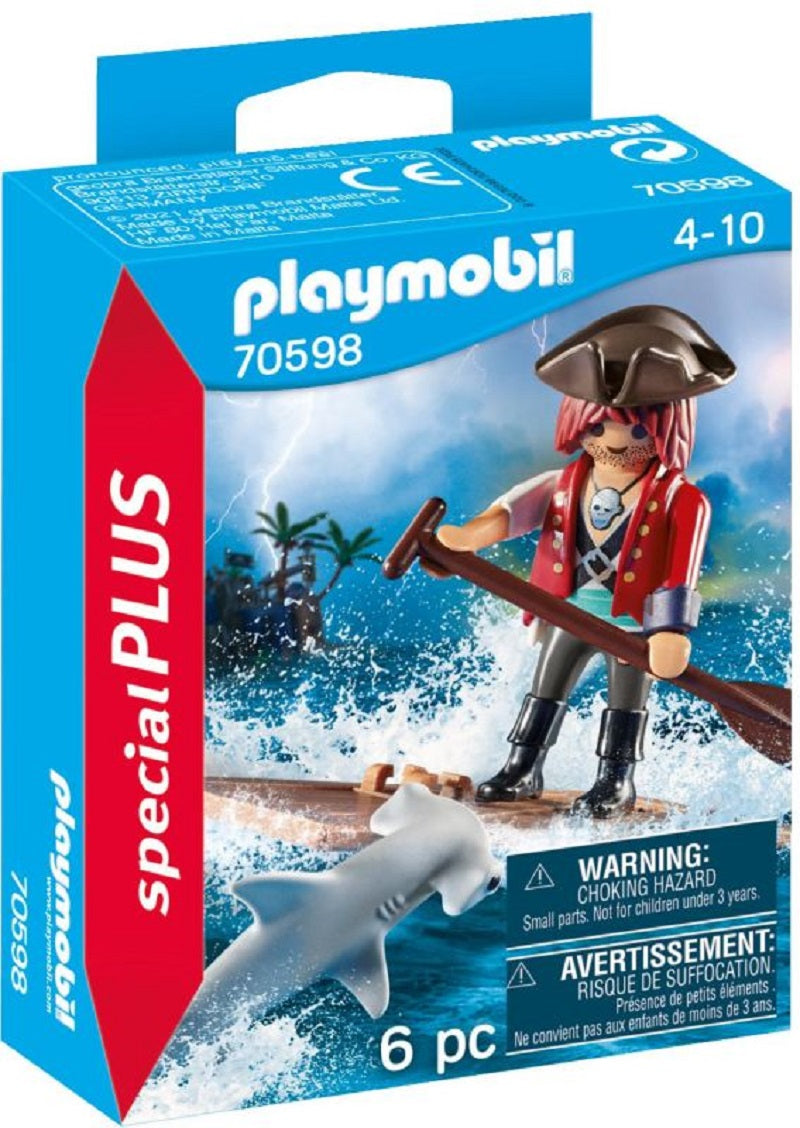 Playmobil Special Plus Πειρατής Με Σχεδία Και Σφυροκέφαλος Καρχαρίας (70598)