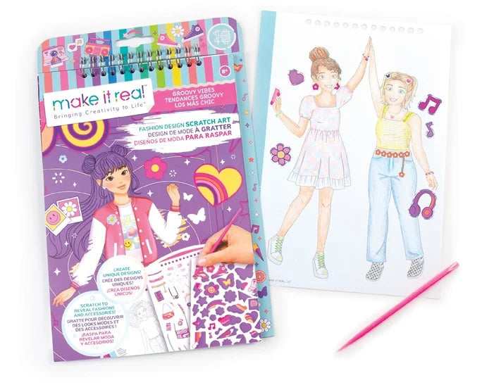 MAKE IT REAL – FASHION DESIGN SKETCHBOOK FASHION DESIGN SCRATCH ART GROOVY VIBES 3211