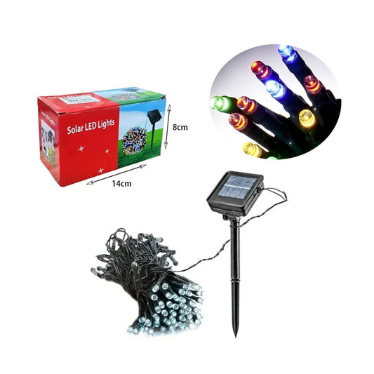 100L Χριστουγεννιάτικα Ηλιακά Λαμπάκια με Φωτοβολταϊκό Πάνελ 10m Πολύχρωμο Χρώμα -  Christmas LED lights solar RGB 041054