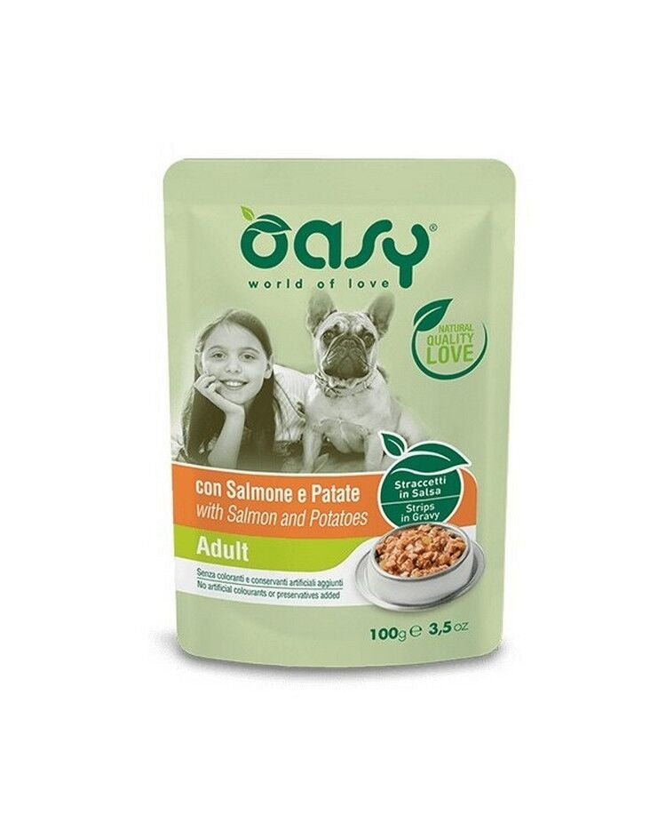 OASY DOG STRIPS IN GRAVY ADULT ΣΟΛΟΜΟΣ & ΠΑΤΑΤΑ 100G