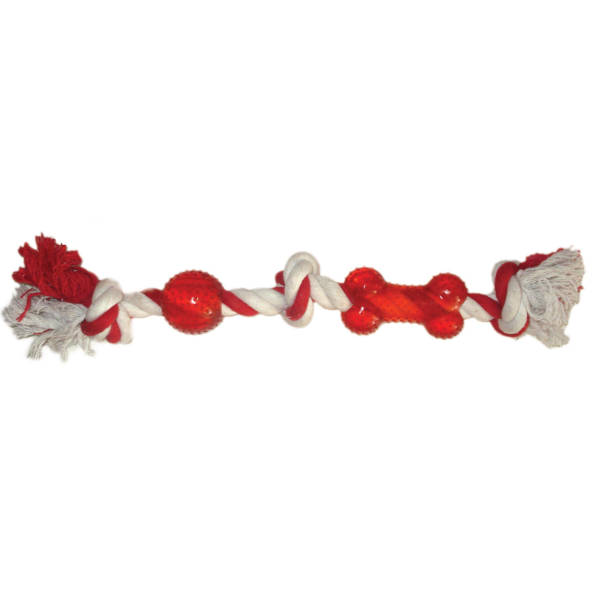 Dog Rope With Bone - Παιχνίδι Σκύλου Σχοινί Με Κόκκαλο & Μπάλα 43cm