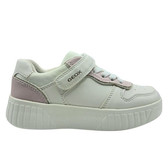 Geox J Mikiroshi Girl J55DVA000BCC1M8W Sneaker για κορίτσι σε συνθετικό δέρμα Ρόζ Κρέμ Λευκό