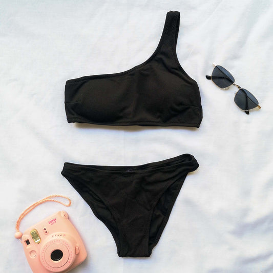SWI-067 Μαγιό μπικίνι ένας ώμος μαύρο