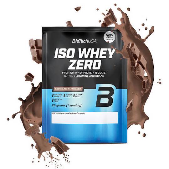 Biotech USA Iso Whey Zero With Glutamine & BCAAs Πρωτεΐνη Ορού Γάλακτος Χωρίς Γλουτένη & Λακτόζη 25gr Chocolate