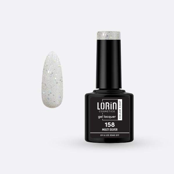 Lorin Gel Lacquer Ημιμόνιμο Βερνίκι 8ml. #158 (Multi Silver)